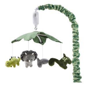 Green Leaf and Dinosaur Baby Mobile with Music Box